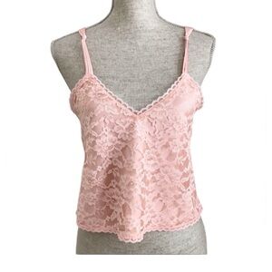 Victoria’s Secret Vintage 80s Gold Label Satin Crop Lace Cami Top Lingerie Peach